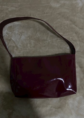 Bordo Parlak Deri Kadın Çantası - Görsel 2