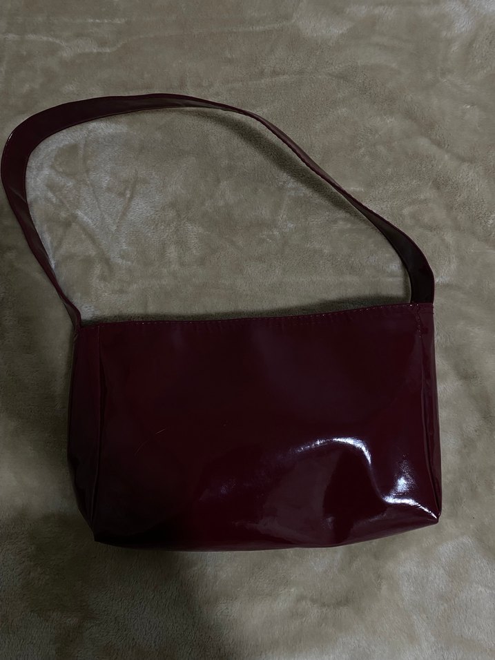 Bordo Parlak Deri Kadın Çantası - Görsel 2
