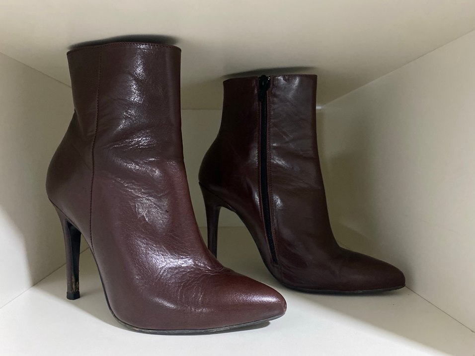 Bordo Deri Kadın Stiletto Bot - Görsel 3