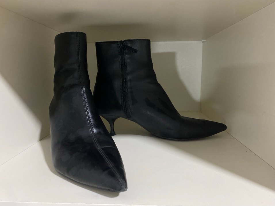 Siyah Deri Stiletto Topuklu Kadın Bot - Görsel 3