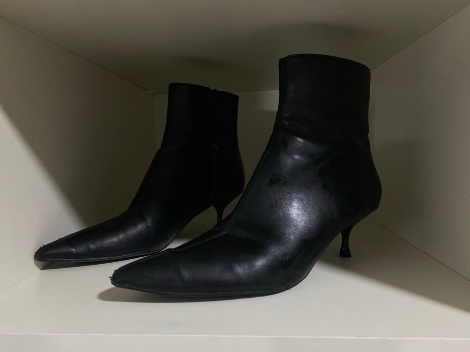 Siyah Deri Stiletto Topuklu Kadın Bot - Görsel 2