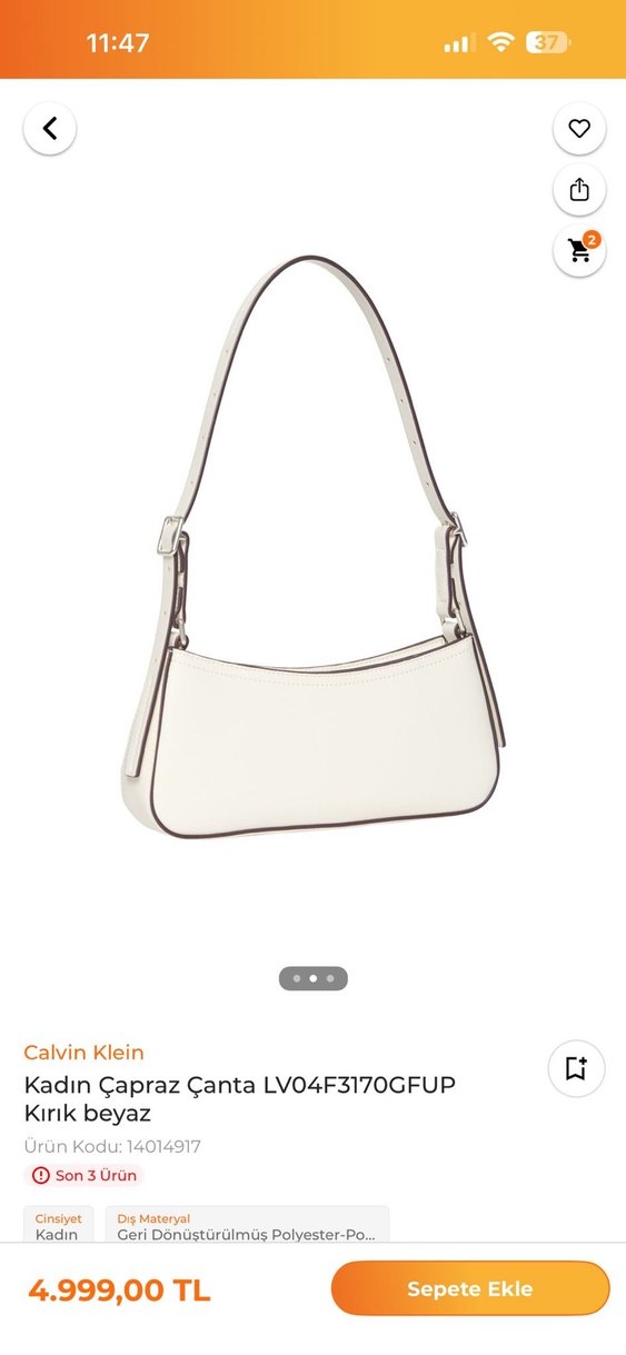 Bej Deri Kemer Detaylı Kadın Çanta - Görsel 3