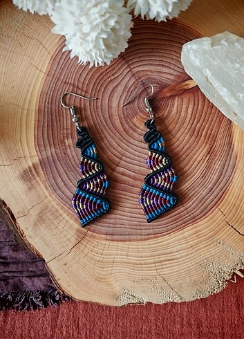 Tasarımcı Zig Zag Makrome Küpe