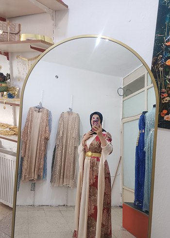 Uzun Kol Bohem Etnik Desenli Beyaz Tesettür Elbise - Görsel 2