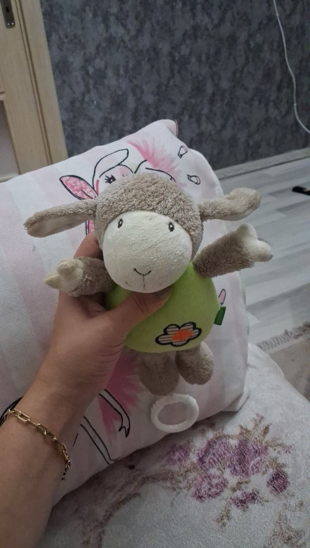 Gri Peluş Oyuncak Kuzu pimini cekince uyku müziği çalıyor - Görsel 3