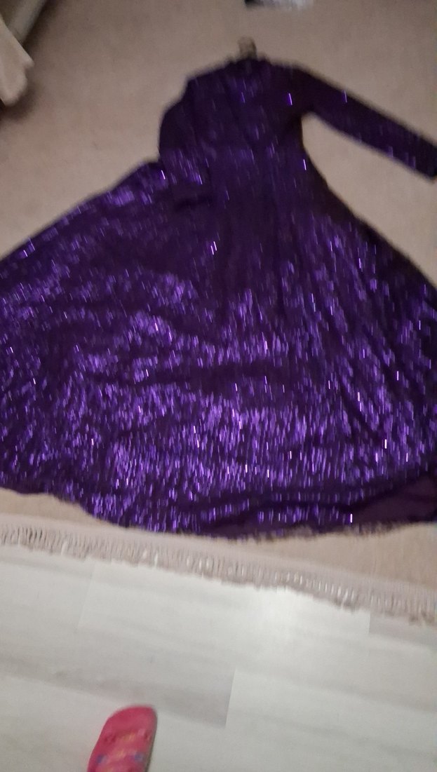 Parlak Mor Uzun Kollu Kadın Elbise - Görsel 3