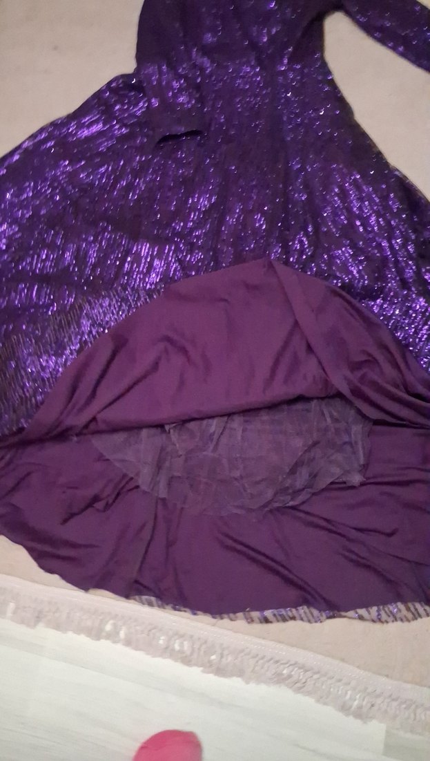 Parlak Mor Uzun Kollu Kadın Elbise - Görsel 4