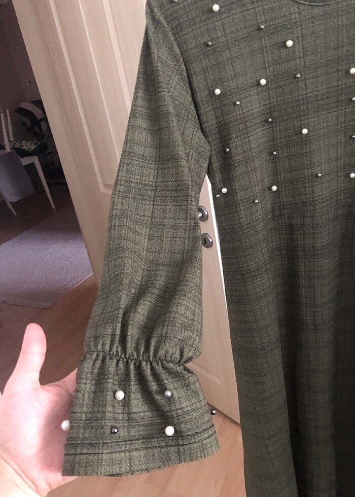 Uzun inci taşlı elbise - Görsel 2