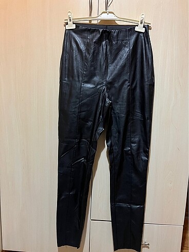 H&M Siyah deri tayt-pantolon