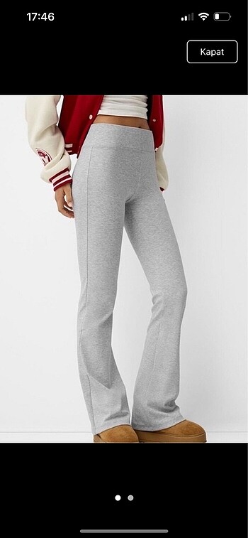 Bershka Gri İspanyol Tayt Pantolon
