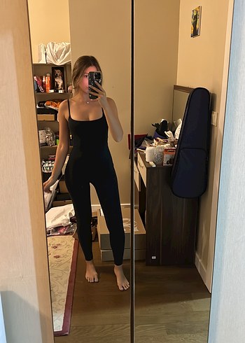 Zara Siyah İnce Askılı Uzun Kadın Tulum