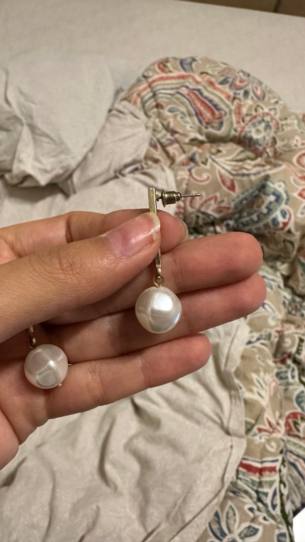 Bej Boncuklu Midi Uzunlukta Kadın Küpeler - Görsel 3