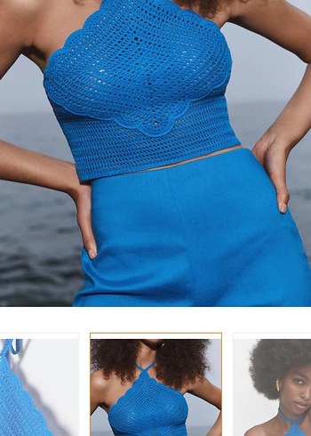 xs Beden mavi Renk Mavi V Yaka Kadın Crop Top