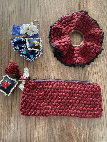 El örgüsü Toka - Cüzdan - Anahtarlık Set