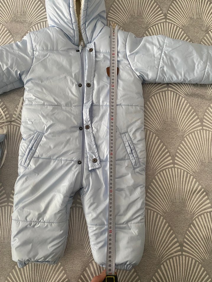 Mavi Peluş Kürklü kışlık tulum mont 68cm - Görsel 4