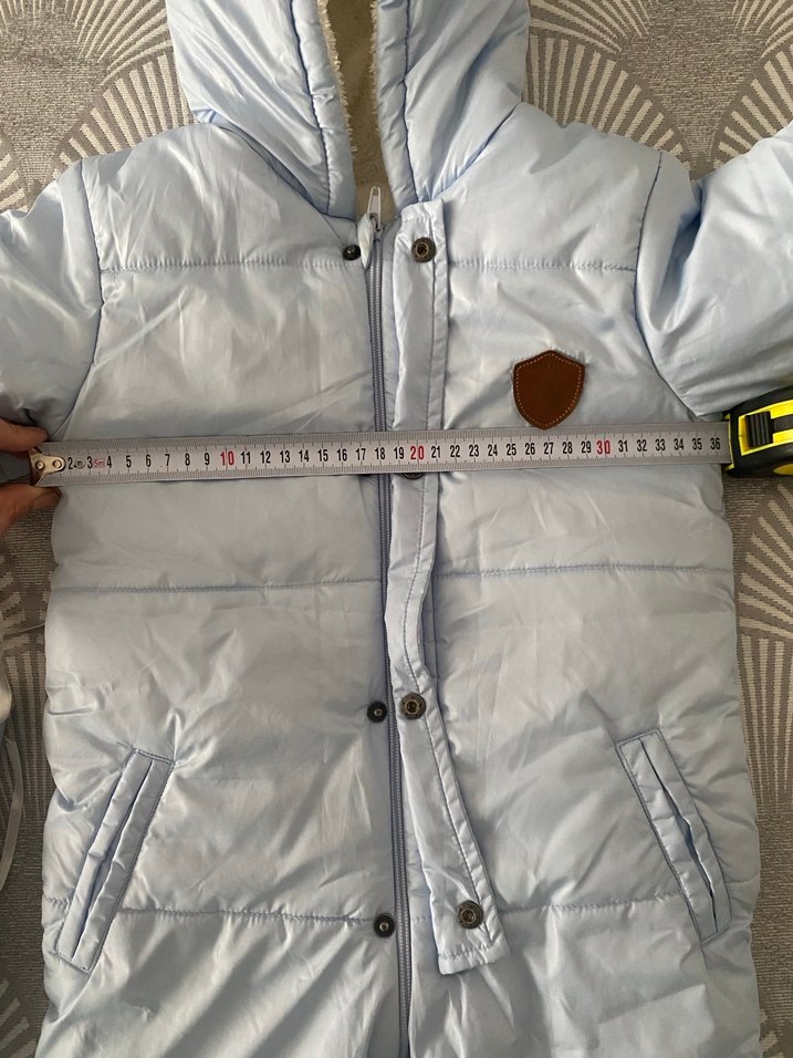 Mavi Peluş Kürklü kışlık tulum mont 68cm - Görsel 3