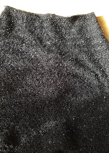 Parlak Siyah Örgü Mini Etek - Görsel 3