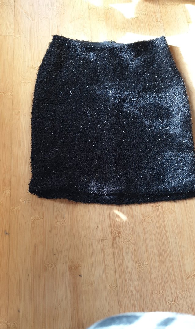 Parlak Siyah Örgü Mini Etek - Görsel 2