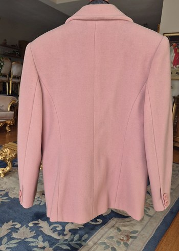 Pembe Düğmeli Midi Kadın Klasik Ceket - Görsel 4