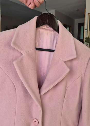 Pembe Düğmeli Midi Kadın Klasik Ceket - Görsel 2