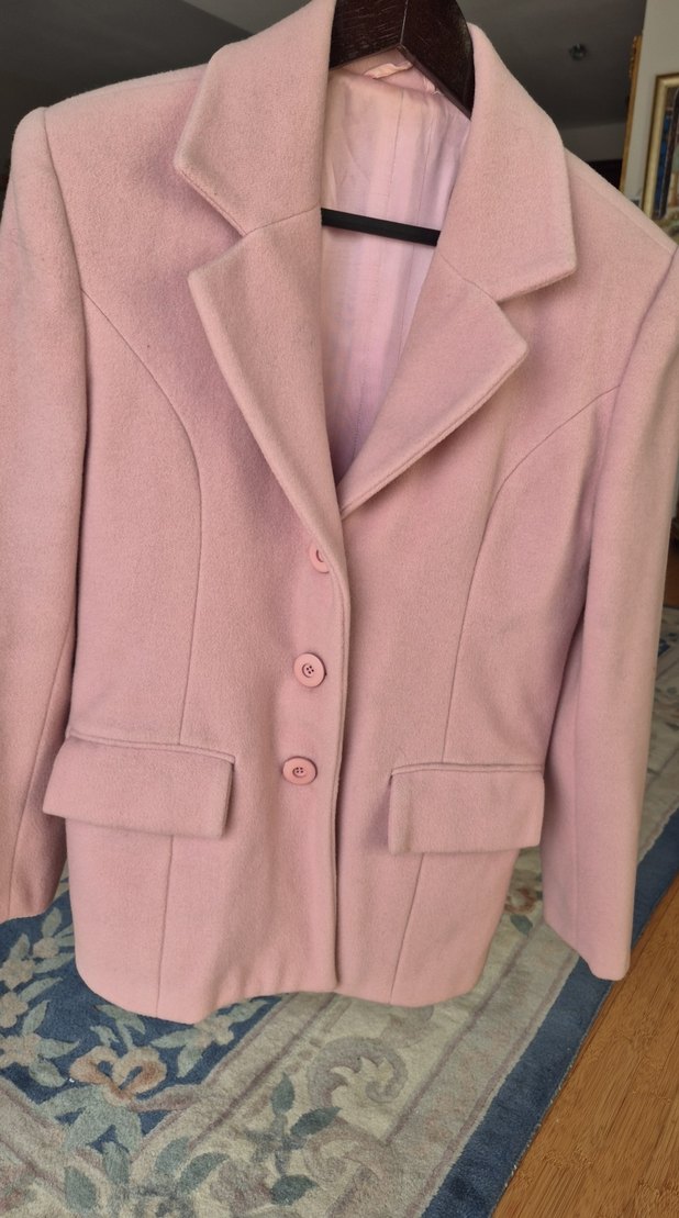 Pembe Düğmeli Midi Kadın Klasik Ceket - Görsel 3