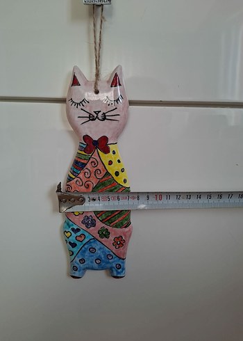 Renkli Kedi Figürlü Asma Süs el boyamasi - Görsel 3
