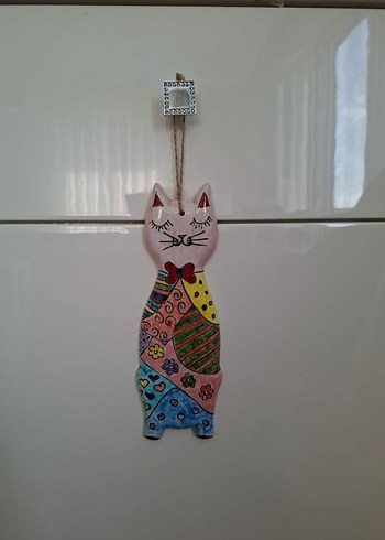 Renkli Kedi Figürlü Asma Süs el boyamasi - Görsel 4