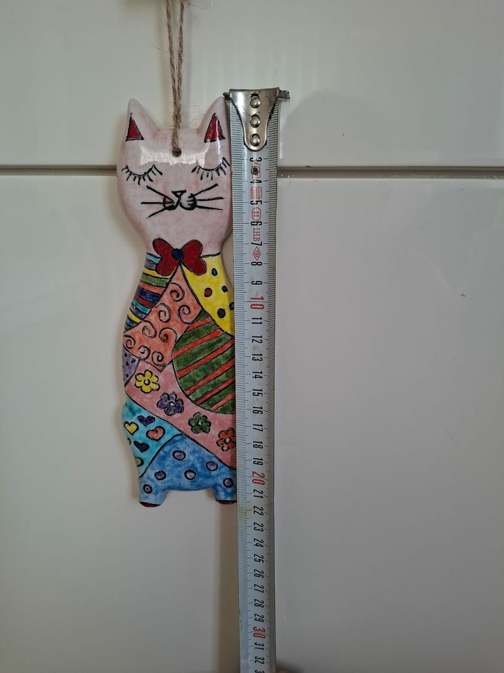 Renkli Kedi Figürlü Asma Süs el boyamasi - Görsel 2
