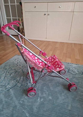 Pembe Noktalı oyuncak bebek arabasi - Görsel 3