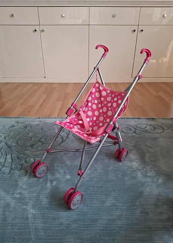 Pembe Noktalı oyuncak bebek arabasi - Görsel 5