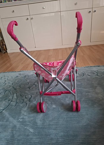 Pembe Noktalı oyuncak bebek arabasi - Görsel 4