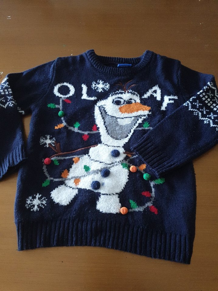 Mavi Örgü Olaf Baskılı  Kazak - Görsel 4