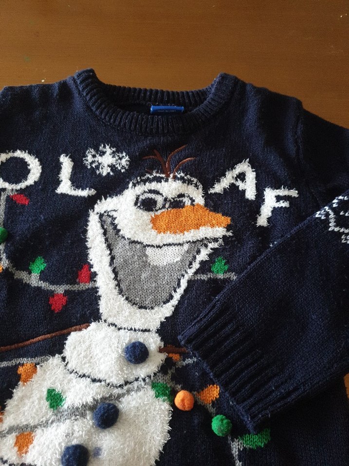 Mavi Örgü Olaf Baskılı  Kazak - Görsel 3