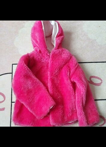 2 Yaş pembe peluş çok cici bir mont - Görsel 3