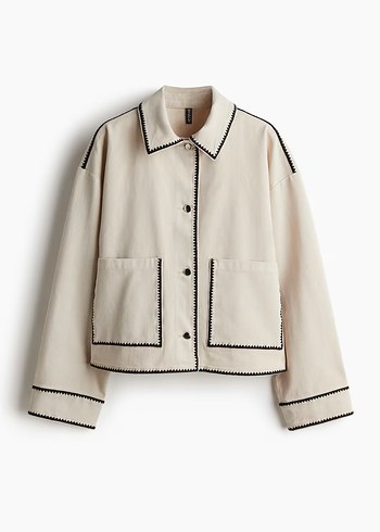 H&M Pamuklu Gabardin İslemeli Ceket Xl