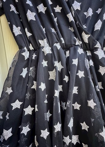 Transparan kol detaylı simli elbise - Görsel 7