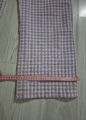 Düğmeli Lila  Salaş kumaştan Kadın Pantolon - Görsel 8