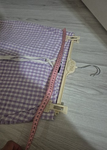 Düğmeli Lila  Salaş kumaştan Kadın Pantolon - Görsel 6