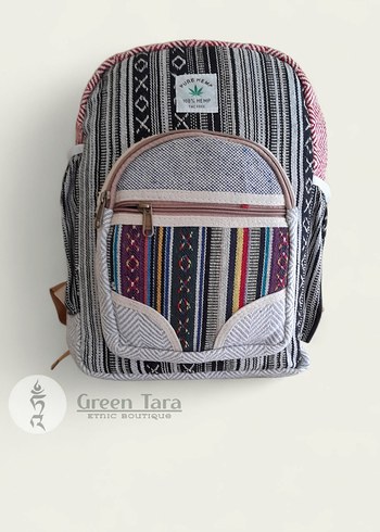 Renkli Desenli Bohem Sırt Çantası Hemp İpi