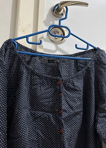 Düğmeli Lacivert Hamile Bluzu - Görsel 2