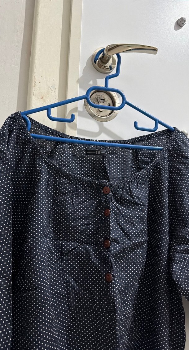 Düğmeli Lacivert Hamile Bluzu - Görsel 2