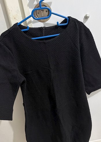 Siyah Kısa Kollu Örgü Midi Elbise - Görsel 2