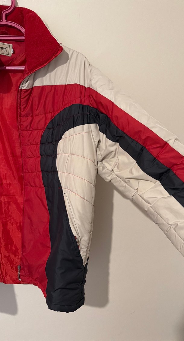 Erkek Kırmızı Gri Fermuarlı Spor Mont - Görsel 3