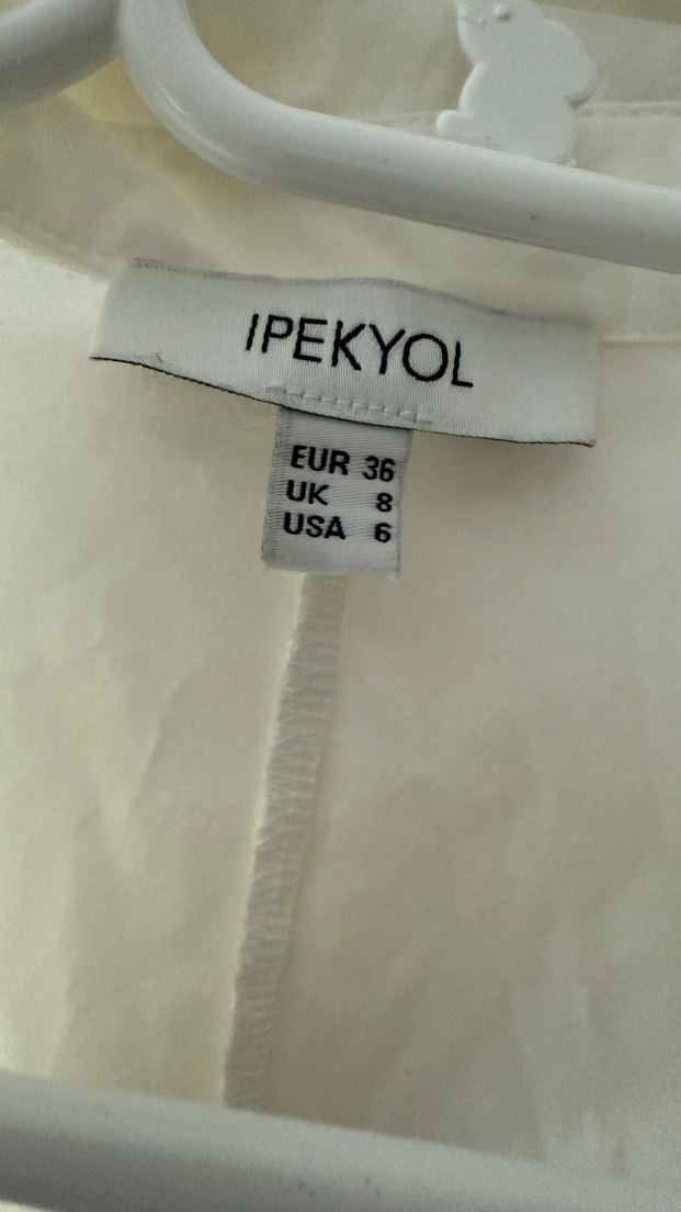 Drapeli Beyaz Keten Uzun Elbise - Görsel 3