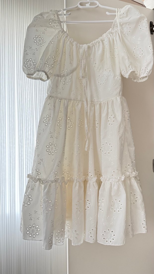 Beyaz Bohem Mini Gelinlik - Görsel 2