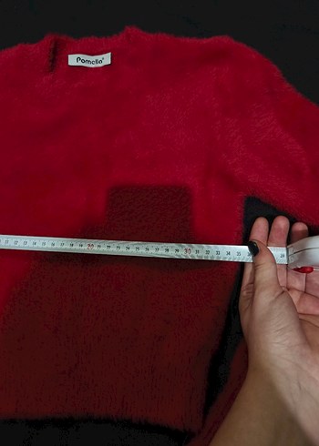 Kırmızı Uzun Kollu Basic Kadın Crop Kazak - Görsel 3