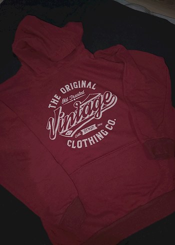 Bordo Vintage Baskılı Kadın Sweatshirt - Görsel 2