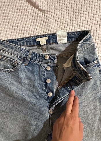H&M Gri Kadın Denim Pantolon Normal Kesim