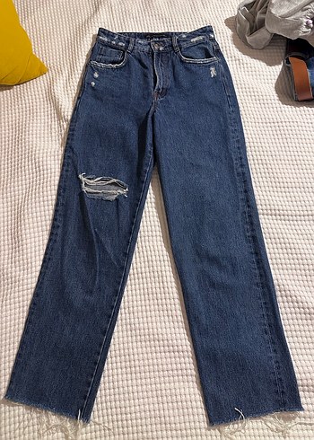 34 Beden Zara Kadın Lacivert Midi Denim Pantolon