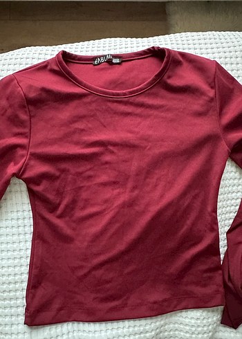 Bordo Uzun Kollu Hamile Tişörtü - Görsel 4